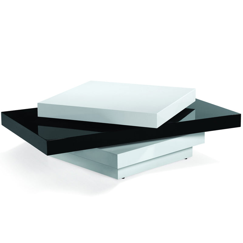 Modern Swivel Coffee Table In Black And White High Gloss Finish - Furniture City (CA)l
