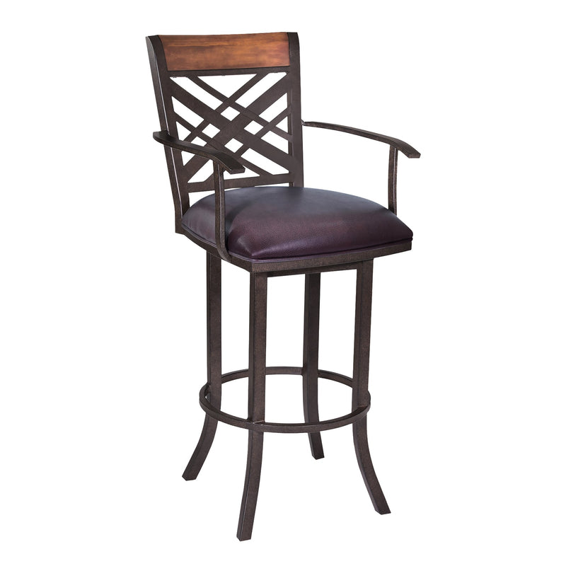 Tahiti 26" Arm Barstool in Auburn Bay finish with Brown Pu upholstery - Furniture City (CA)l