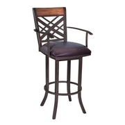 Tahiti 30" Arm Barstool in Auburn Bay finish with Brown Pu upholstery - Furniture City (CA)l