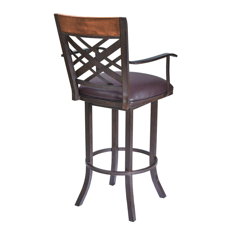 Tahiti 30" Arm Barstool in Auburn Bay finish with Brown Pu upholstery - Furniture City (CA)l