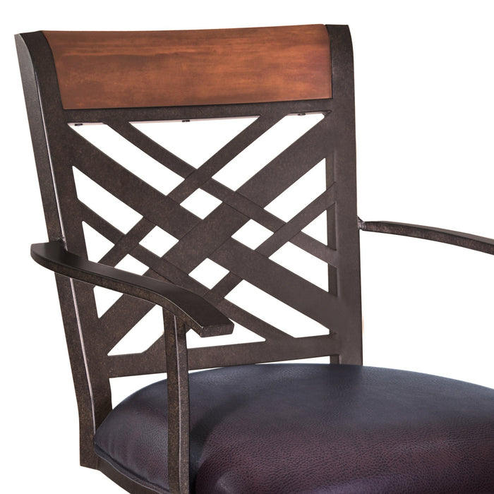 Tahiti 30" Arm Barstool in Auburn Bay finish with Brown Pu upholstery