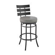 Tatyana Swivel Counter or Bar Stool in Black Finish with Gray Faux Leather - Furniture City (CA)l