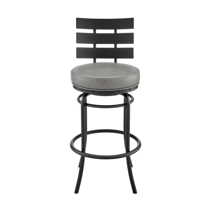 Tatyana Swivel Counter or Bar Stool in Black Finish with Gray Faux Leather