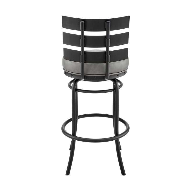 Tatyana Swivel Counter or Bar Stool in Black Finish with Gray Faux Leather - Furniture City (CA)l