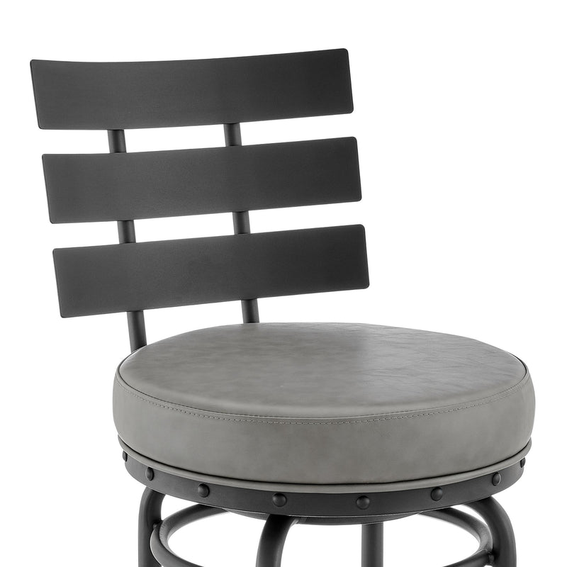 Tatyana Swivel Counter or Bar Stool in Black Finish with Gray Faux Leather - Furniture City (CA)l