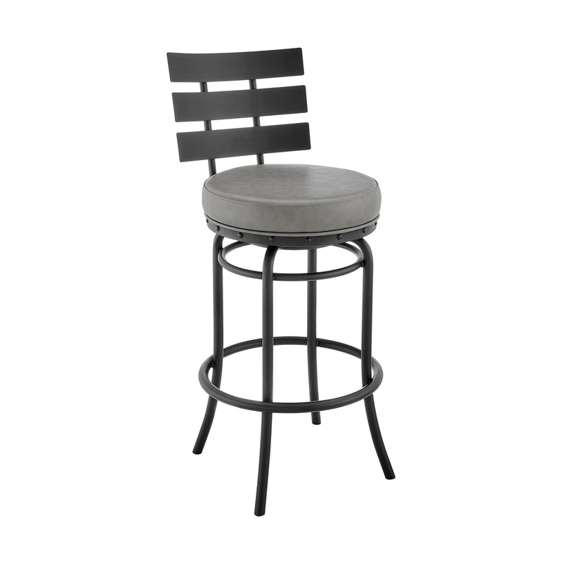 Tatyana Swivel Counter or Bar Stool in Black Finish with Gray Faux Leather - Furniture City (CA)l