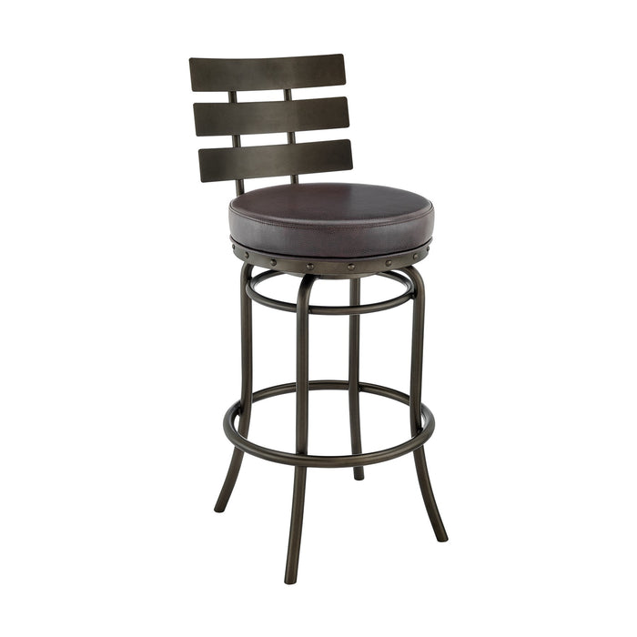 Tatyana Swivel Counter or Bar Stool in Mocha Finish with Brown Faux Leather