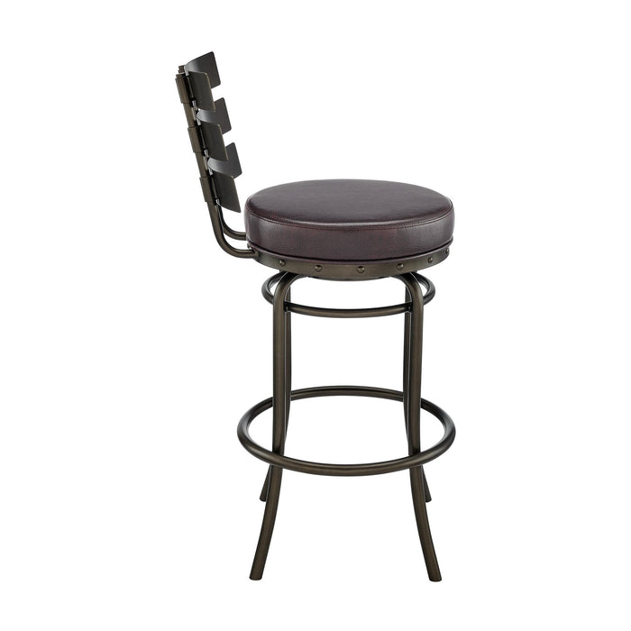 Tatyana Swivel Counter or Bar Stool in Mocha Finish with Brown Faux Leather