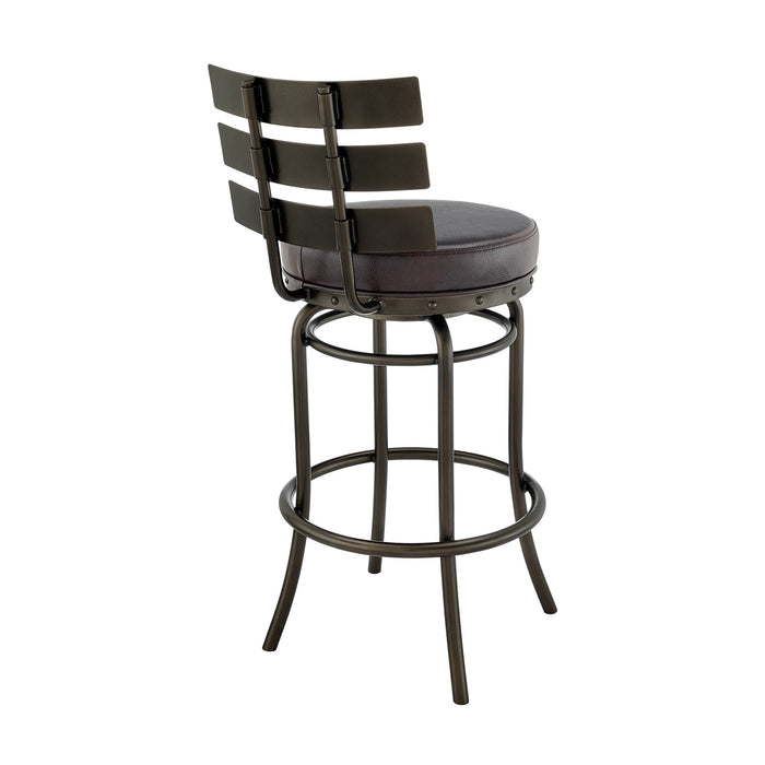Tatyana Swivel Counter or Bar Stool in Mocha Finish with Brown Faux Leather