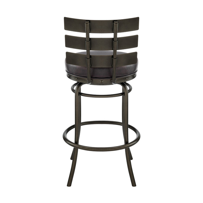 Tatyana Swivel Counter or Bar Stool in Mocha Finish with Brown Faux Leather