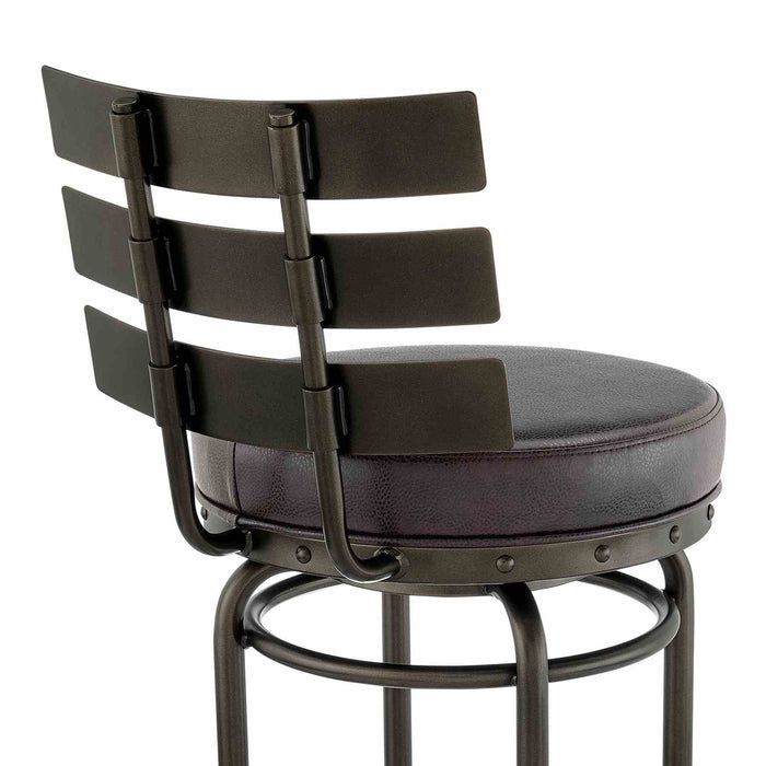 Tatyana Swivel Counter or Bar Stool in Mocha Finish with Brown Faux Leather