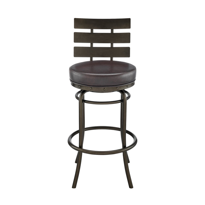 Tatyana Swivel Counter or Bar Stool in Mocha Finish with Brown Faux Leather