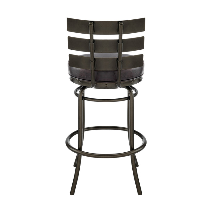 Tatyana Swivel Counter or Bar Stool in Mocha Finish with Brown Faux Leather