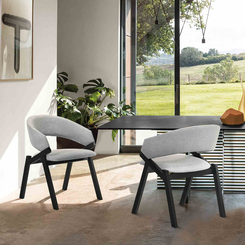 Talulah Gray Fabric and Black Veneer Dining Side Chairs - Set of 2 - Furniture City (CA)l
