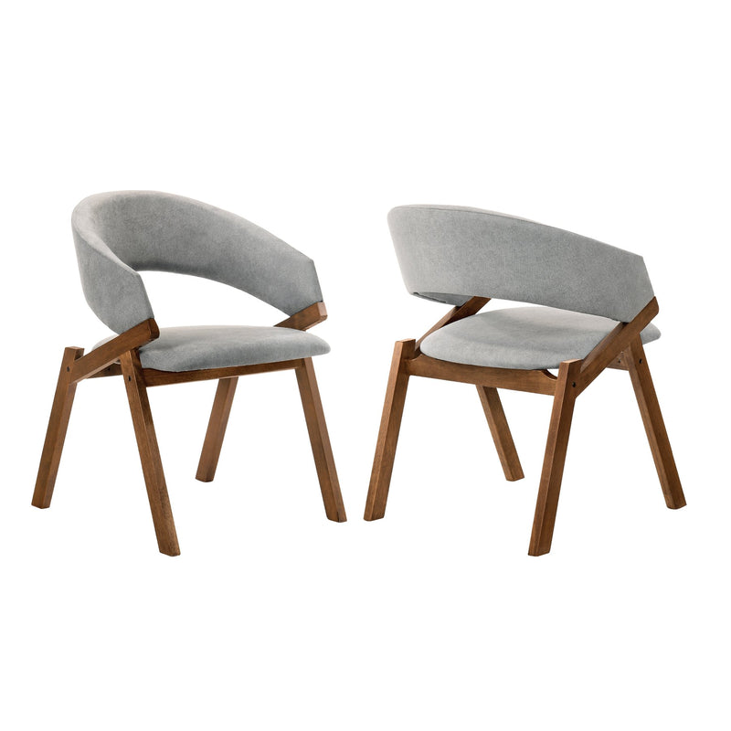 Talulah Gray Fabric and Walnut Veneer Dining Side Chairs - Set of 2 - Furniture City (CA)l