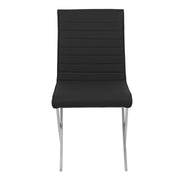 Tempe Contemporary Dining Chair in Black Faux Leather with Brushed Stainless Steel Finish - Set of 2 - Furniture City (CA)l