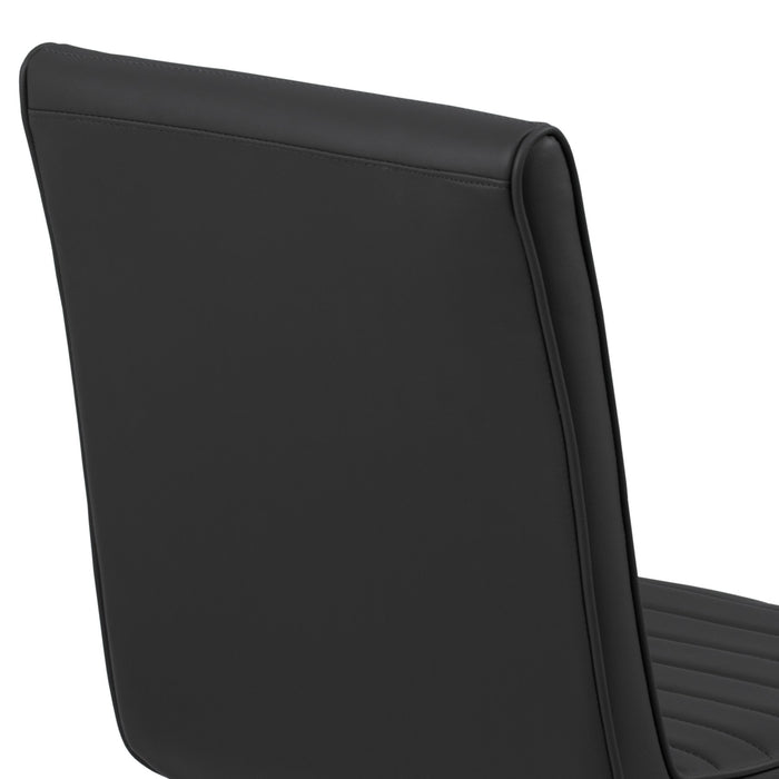 Tempe Contemporary Dining Chair in Black Faux Leather with Brushed Stainless Steel Finish - Set of 2