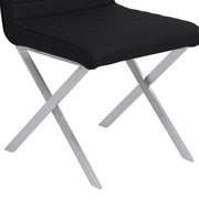 Tempe Contemporary Dining Chair in Black Faux Leather with Brushed Stainless Steel Finish - Set of 2 - Furniture City (CA)l