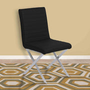 Tempe Contemporary Dining Chair in Black Faux Leather with Brushed Stainless Steel Finish - Set of 2 - Furniture City (CA)l