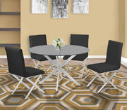 Tempe Contemporary Dining Chair in Black Faux Leather with Brushed Stainless Steel Finish - Set of 2 - Furniture City (CA)l