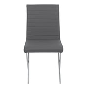 Tempe Contemporary Dining Chair in Gray Faux Leather with Brushed Stainless Steel Finish - Set of 2 - Furniture City (CA)l