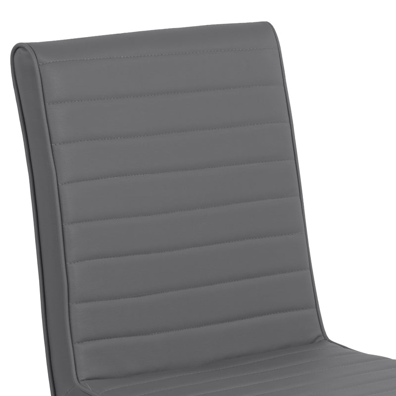 Tempe Contemporary Dining Chair in Gray Faux Leather with Brushed Stainless Steel Finish - Set of 2 - Furniture City (CA)l