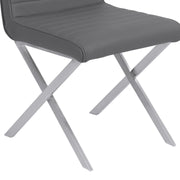 Tempe Contemporary Dining Chair in Gray Faux Leather with Brushed Stainless Steel Finish - Set of 2 - Furniture City (CA)l