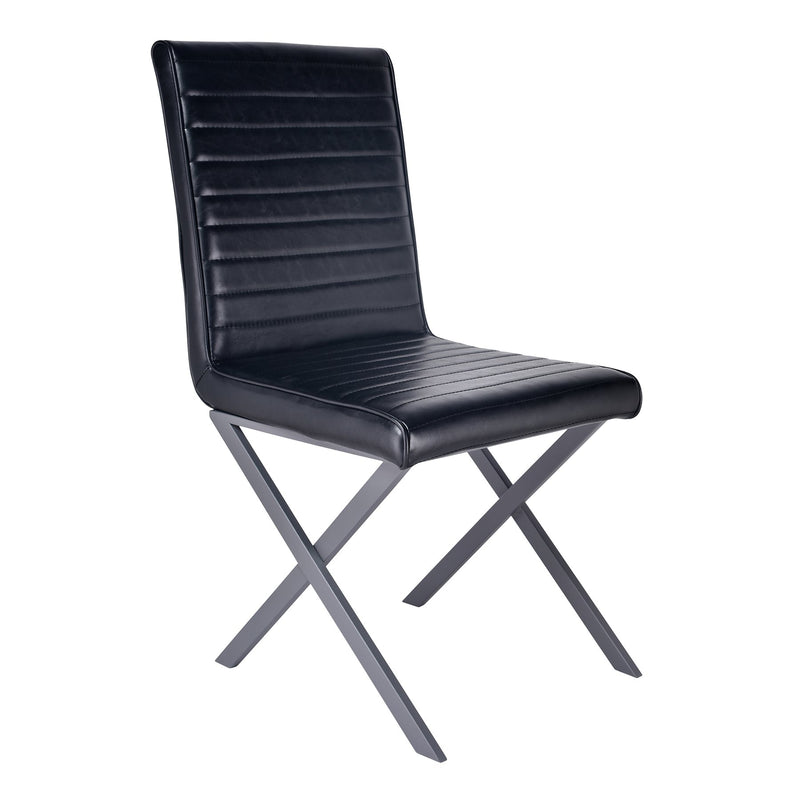 Tempe Modern Dining Chair in Gray Powder Coated finish and Vintage Black Faux Leather - Set of 2 - Furniture City (CA)l