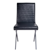 Tempe Modern Dining Chair in Gray Powder Coated finish and Vintage Black Faux Leather - Set of 2 - Furniture City (CA)l