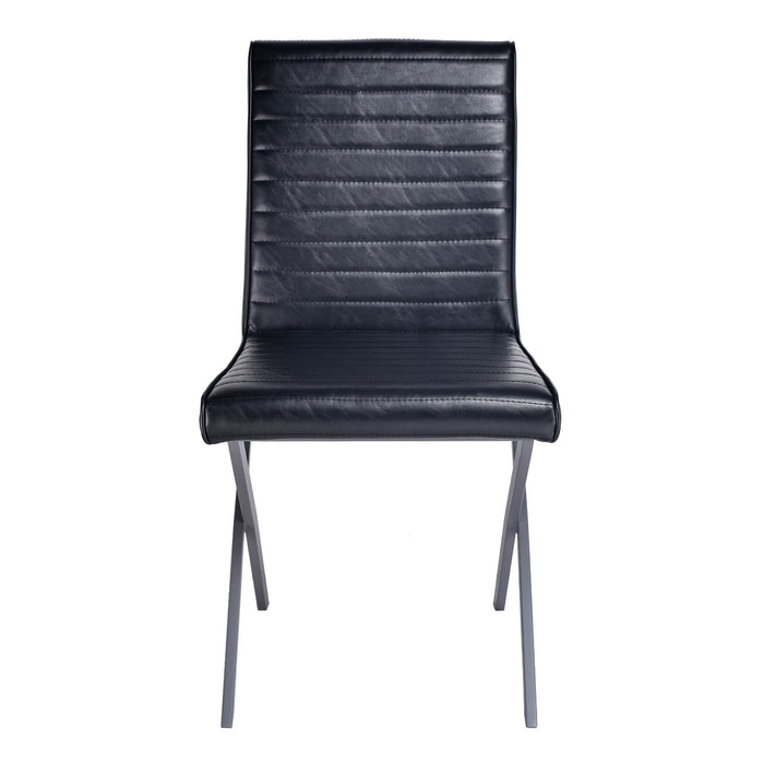 Tempe Modern Dining Chair in Gray Powder Coated finish and Vintage Black Faux Leather - Set of 2