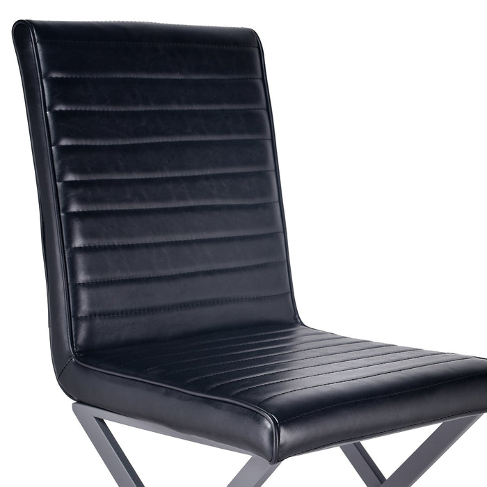 Tempe Modern Dining Chair in Gray Powder Coated finish and Vintage Black Faux Leather - Set of 2