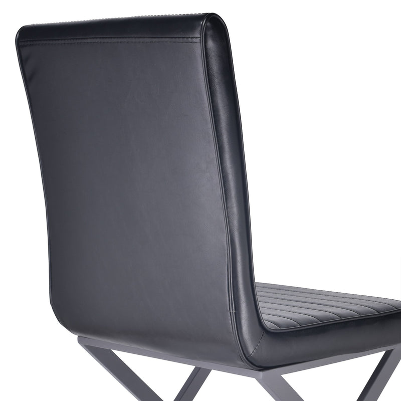 Tempe Modern Dining Chair in Gray Powder Coated finish and Vintage Black Faux Leather - Set of 2 - Furniture City (CA)l