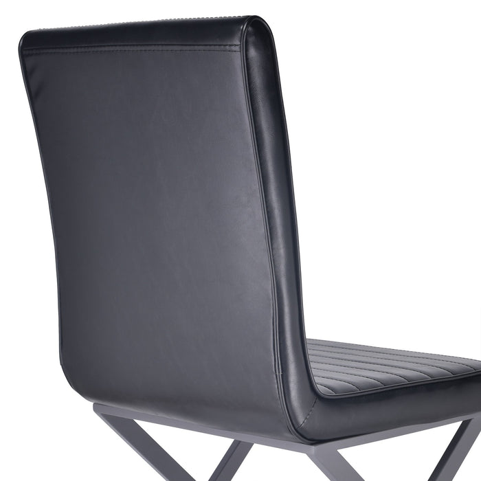 Tempe Modern Dining Chair in Gray Powder Coated finish and Vintage Black Faux Leather - Set of 2