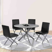 Tempe Modern Dining Chair in Gray Powder Coated finish and Vintage Black Faux Leather - Set of 2 - Furniture City (CA)l