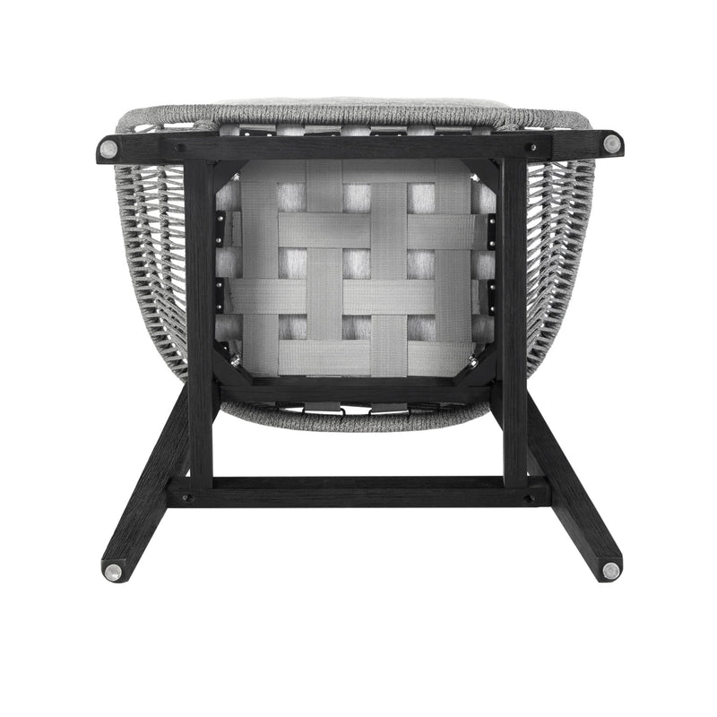 Tutti Frutti Indoor Outdoor Counter Height Bar Stool in Black Brushed Eucalyptus Wood with Gray Rope - Furniture City (CA)l