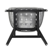 Tutti Frutti Indoor Outdoor Bar Height Bar Stool in Black Brushed Eucalyptus Wood with Gray Rope - Furniture City (CA)l
