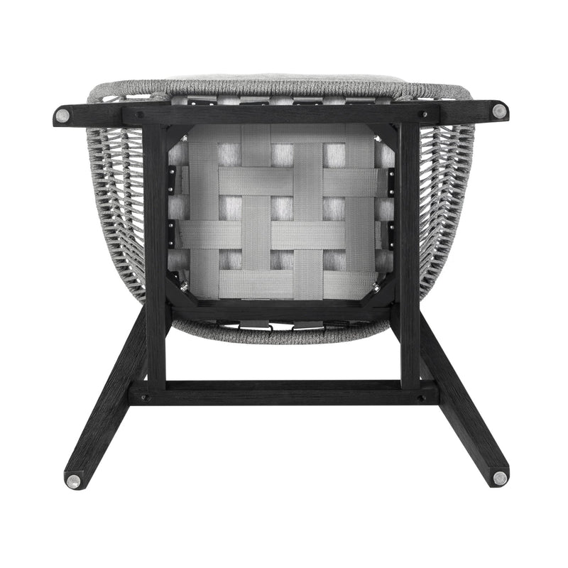 Tutti Frutti Indoor Outdoor Bar Height Bar Stool in Black Brushed Eucalyptus Wood with Gray Rope - Furniture City (CA)l