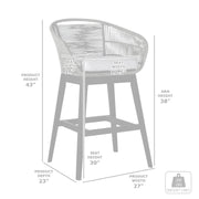 Tutti Frutti Indoor Outdoor Bar Height Bar Stool in Black Brushed Eucalyptus Wood with Gray Rope - Furniture City (CA)l