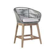 Tutti Frutti Indoor Outdoor Counter Height Bar Stool in Light Eucalyptus Wood with Gray Rope - Furniture City (CA)l