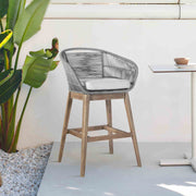 Tutti Frutti Indoor Outdoor Counter Height Bar Stool in Light Eucalyptus Wood with Gray Rope - Furniture City (CA)l