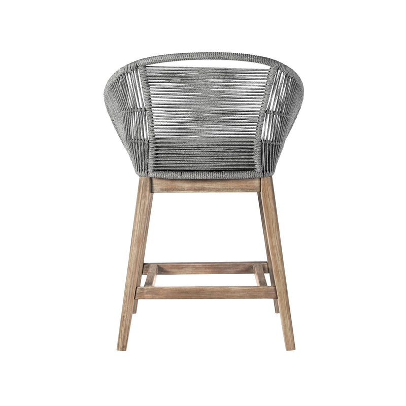Tutti Frutti Indoor Outdoor Counter Height Bar Stool in Light Eucalyptus Wood with Gray Rope - Furniture City (CA)l