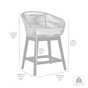 Tutti Frutti Indoor Outdoor Counter Height Bar Stool in Light Eucalyptus Wood with Gray Rope - Furniture City (CA)l