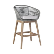 Tutti Frutti Indoor Outdoor Bar Height Bar Stool in Light Eucalyptus Wood with Gray Rope - Furniture City (CA)l