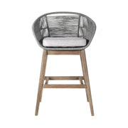 Tutti Frutti Indoor Outdoor Bar Height Bar Stool in Light Eucalyptus Wood with Gray Rope - Furniture City (CA)l