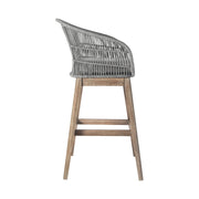 Tutti Frutti Indoor Outdoor Bar Height Bar Stool in Light Eucalyptus Wood with Gray Rope - Furniture City (CA)l
