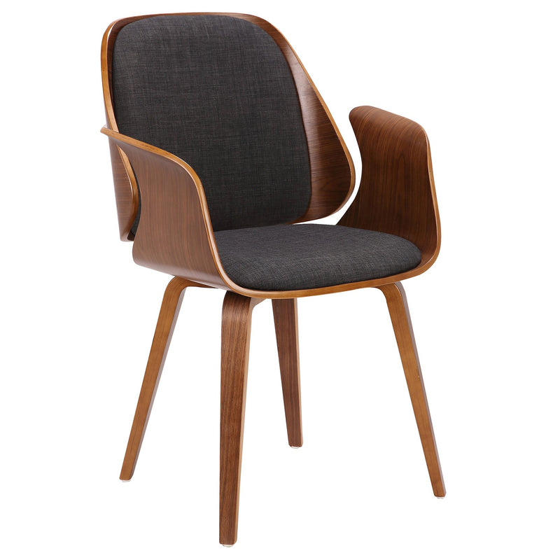 Tiffany Mid-Century Dining Chair in Charcoal Fabric with Walnut Veneer Finish - Furniture City (CA)l