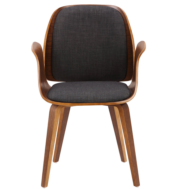Tiffany Mid-Century Dining Chair in Charcoal Fabric with Walnut Veneer Finish - Furniture City (CA)l