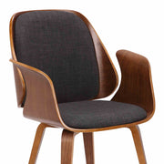 Tiffany Mid-Century Dining Chair in Charcoal Fabric with Walnut Veneer Finish - Furniture City (CA)l