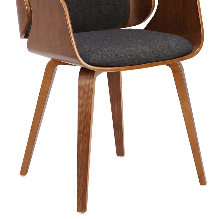Tiffany Mid-Century Dining Chair in Charcoal Fabric with Walnut Veneer Finish