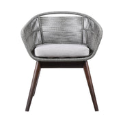 Tutti Frutti Indoor Outdoor Dining Chair in Dark Eucalyptus Wood with Gray Rope and Gray Cushion - Furniture City (CA)l